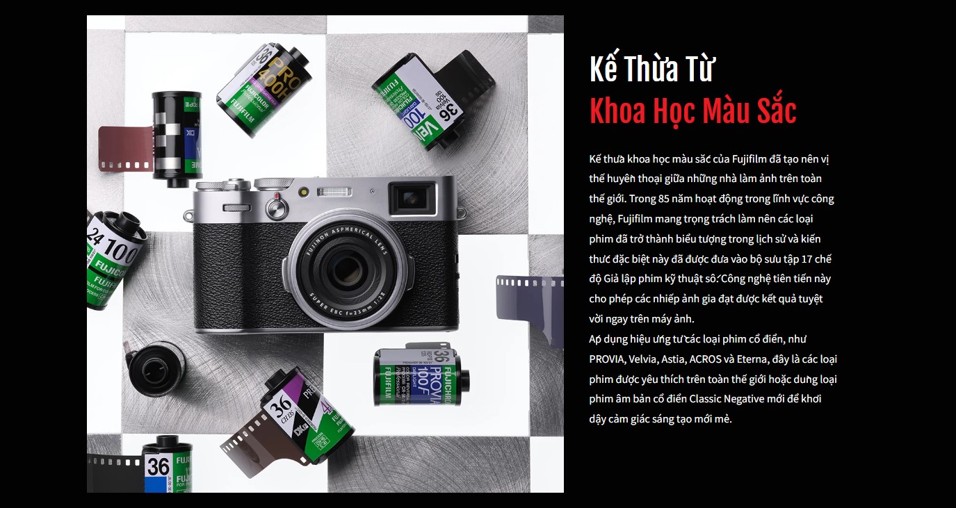 X100V với 17 chế độ Giả lập phim kỹ thuật số