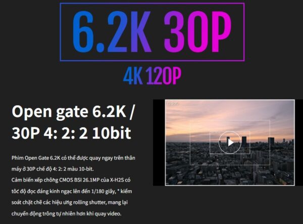 X-H2S cho phép ghi video ở nhiều codec khác nhau